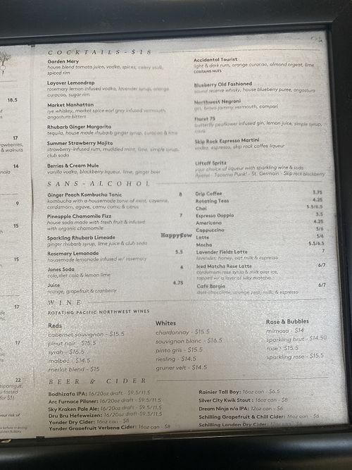 Zero Proof Drink Options  at SEA - Floret in Seattle