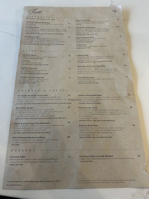 Menu  at SEA - Floret in Seattle