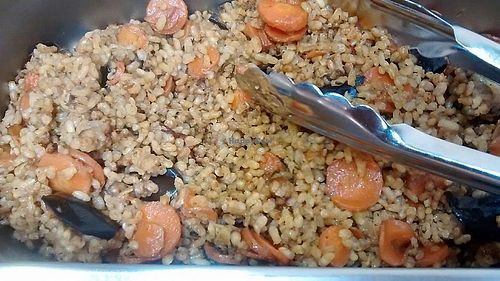 rice with veggies at Krishna Lunch in Barcelona