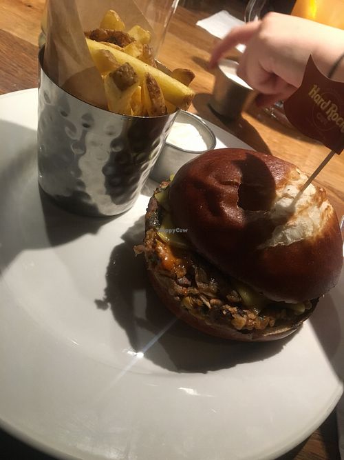 Their new vegan burger „emmy" at Hard Rock Cafe in Innsbruck