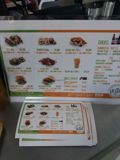 Menu avail at Vegan Hut in Maitland