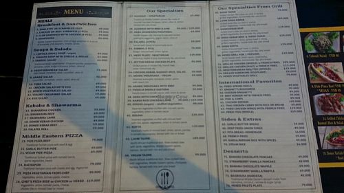 menu at Zeytun  in Ho Chi Minh City