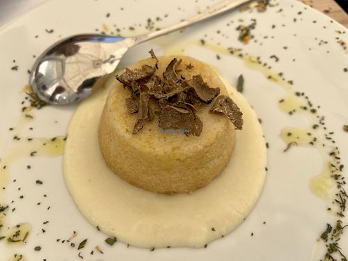 Potato, artichoke, and black truffle   at Pesto di Pistacchio in Trani