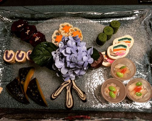 first tray of food at Kanga An in Kyoto