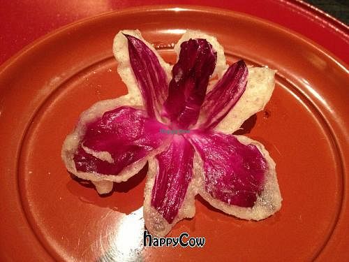 Hibiscus Tempura at Kanga An in Kyoto