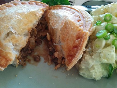 mushroom-lentil pie with potato salad at Grey Cells Green in Windsor