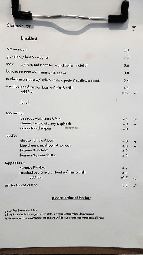 Menu at Steep & Filter in Skipton