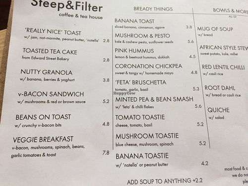 Menu at Steep & Filter in Skipton