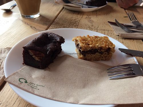 Chocolate brownie and chocolate flapjack  at Steep & Filter in Skipton