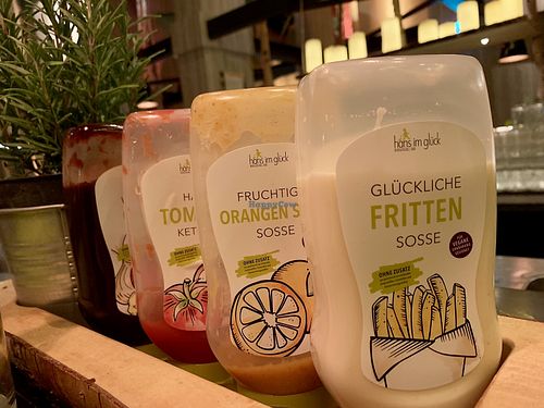 vegan sauces at Hans im Glück in Dresden