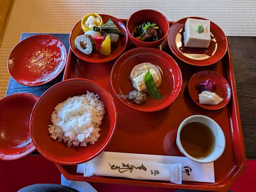 Yuki set - rice, soup and 5 dishes at Tenryuji Temple Shigetsu in Kyoto