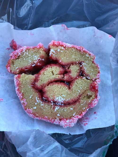Vegan strawberry coconut pinwheel  at  Panaderia Cafe Oaxaca in Clovis