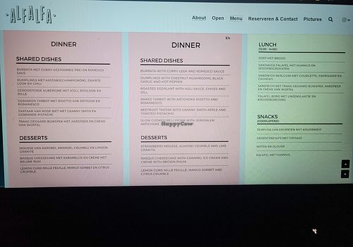 New menu, as of June 2022. No longer vegetarian. at Alfalfa in Leuven