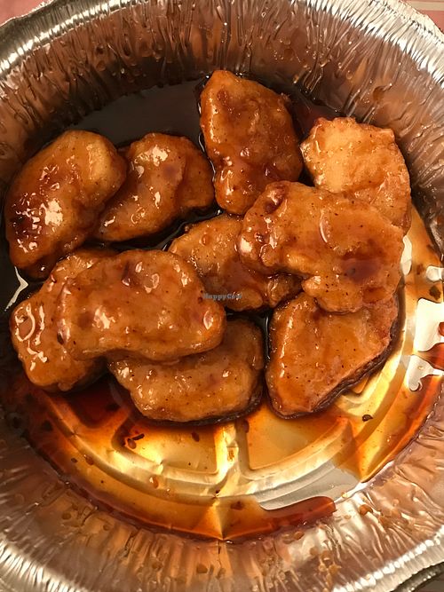Close up of teriyaki vegan wings  at The Curry Pizza Company - Shaw Ave in Fresno