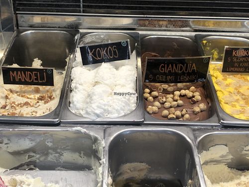 marked vegan flavors at Sladoledarna in Koper