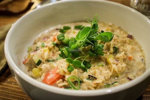 savoury oatmeal with vegetables at Mazā Terapija in Riga