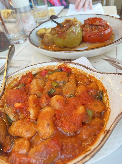 Giant beans in tomato sauce   at Vitamins Taverna in Corfu