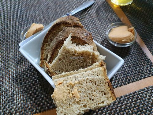 This bread was incredible! And local. The pate is like tuna pate, wonderful! at Veganation in Antwerpen