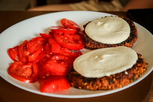 pleskavica with kajmak at Vegan 365 Kitchen in Skopje