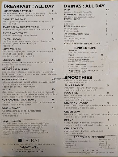 Breakfast and smoothies at Tribal All Day Cafe in Dallas