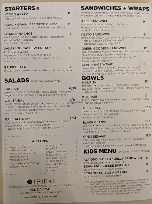 Lunch and dinner at Tribal All Day Cafe in Dallas