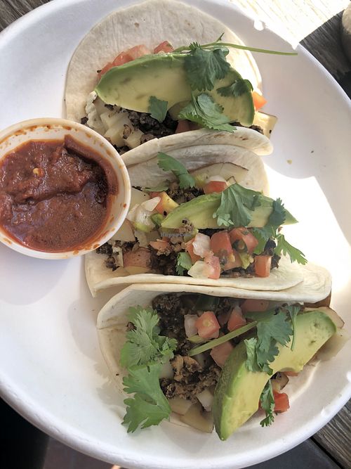 Tacos with mushrooms and jalapeño avocado vegan cheese (added the vegan queso). So good!  Not sure what they were called.  There’s this white ricotta like vegan cheese in it! YU at Tribal All Day Cafe in Dallas