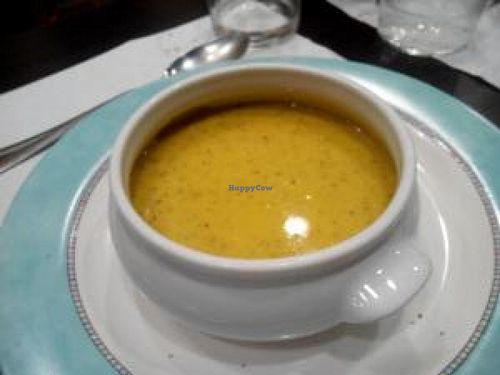 Vegetable soup (that came with a bowl of homemade croutons). at Garibolo in Bilbao