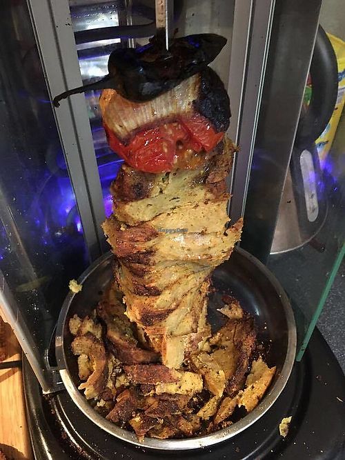 Seitan shawarma spit at Just Falafs in Sheffield