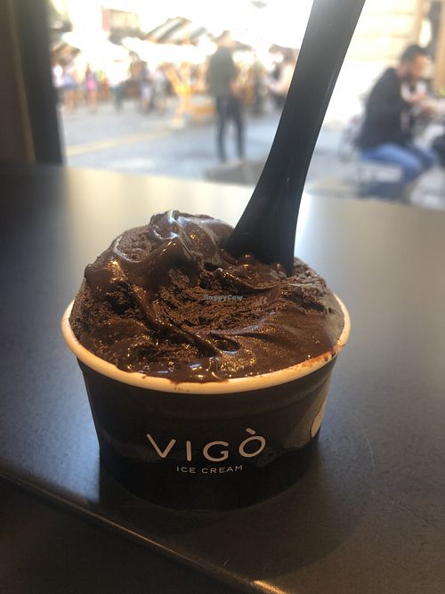 chocolate with orange, vegan at Vigo Ice Cream in Ljubljana