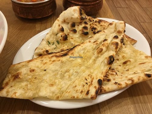 Garlic naan at Bhajan Cafe in Krakow