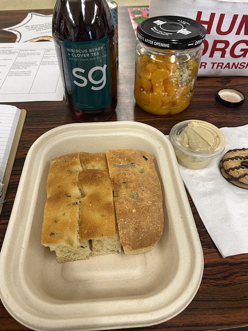 Hibiscus Berry Tea w/Focaccia (Acme Bread) + Hummus  - Working Lunch  at sweetgreen in San Mateo