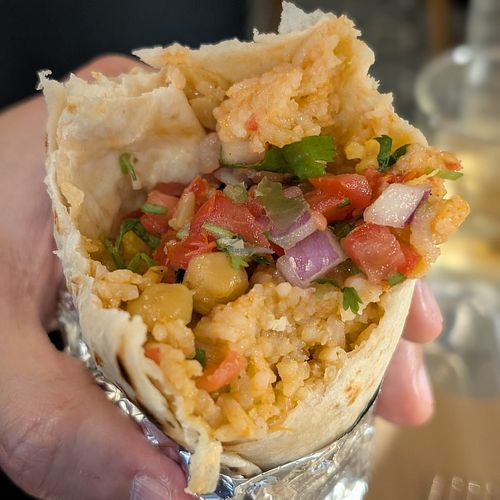 Chickpea cauliflower burrito at Rocket Taco in Seattle