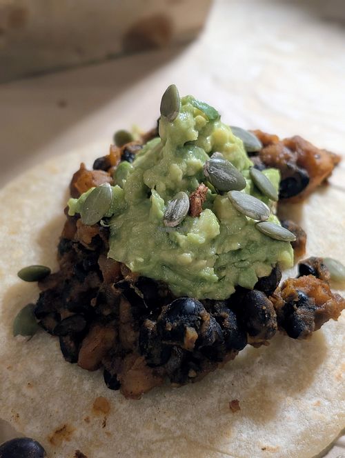 Black bean sweet potato tacos at Rocket Taco in Seattle