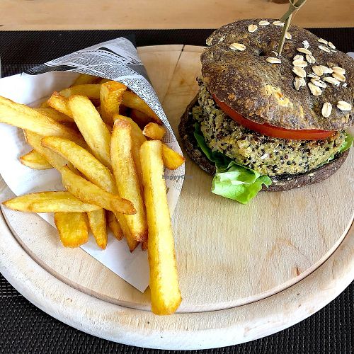Vegan Quinoa Burger at Yama Restaurant Alte Post in Davos