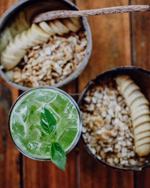 matcha bowl and jaffa bowl. The drink was from another shop at Coco Bowls in Phan Thiet
