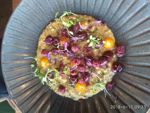 Pumpkin and spiced cherry porridge   at The Hatter and the Hare in Bayswater