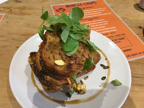 Scrambled tofu toastie at Munkeechops Gafe in Brighton