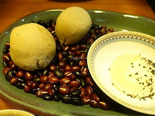 Soft and chewy Mochi Sesame bread with Cordyceps mayonnaise at Ganglamedo Vegetarian Cuisine in Central Singapore