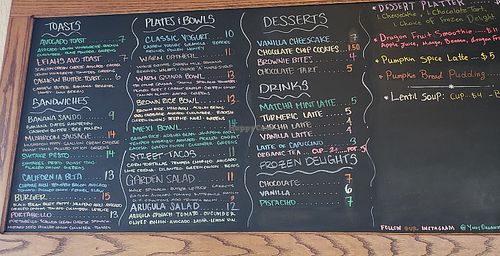 Entry menu at Y'not Organic in Pismo Beach