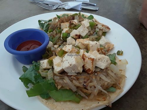 Tofu and hash brown tacos at Salud Kitchen in San Juan Del Sur