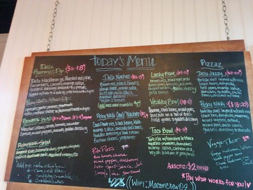 Menu board. We arrived late afternoon so some items had sold out for the day. at Dellz On The Macon in North Charleston