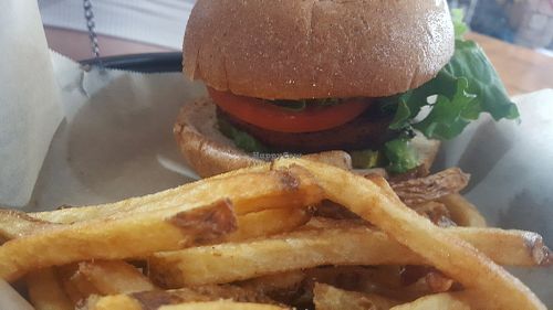 Vegan burger at Dunedin Brewery in Dunedin