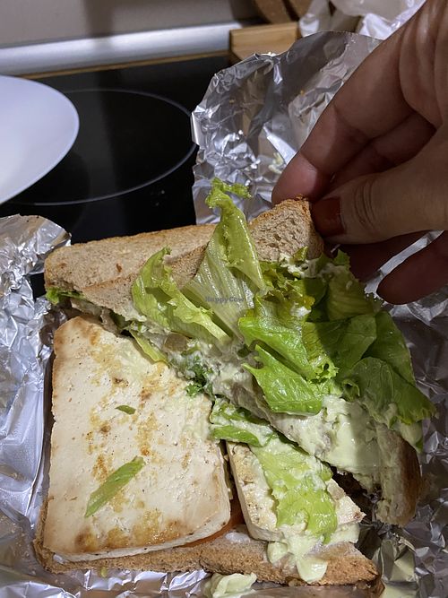 Inside the tofu sandwich  at El Limon in Tenerife