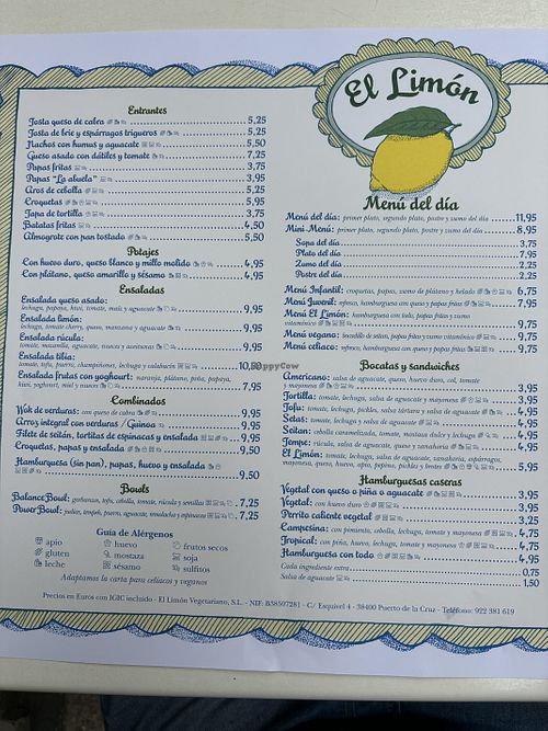 Menu del dia could be vegan. Ask and even at 6pm I could get it (starter soup, main dish tofu with some sauce and mashed potatoes, juice and dessert for 12€)  at El Limon in Tenerife