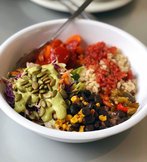 This is the Costa Rica Inspired Brightside Bowl.  These bowls change up a bit each day at Brightside Kitchen in Des Moines