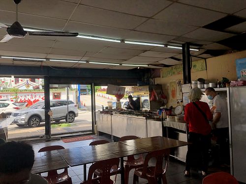 Temple in the background  at JB Vegetarian - Jalan Trus in Johor Bahru