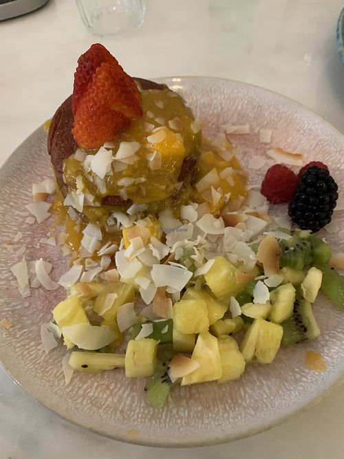 Purple velvet pancake at Frutaria in Lisbon