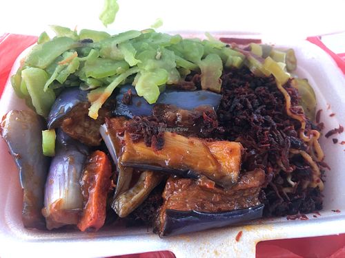 Haebeehiam, brinjal and bitter gourd Maggie.$3 at Jia Bee Hoon 佳米粉 in Central Singapore