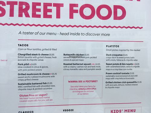 menu I at Wahaca in East London