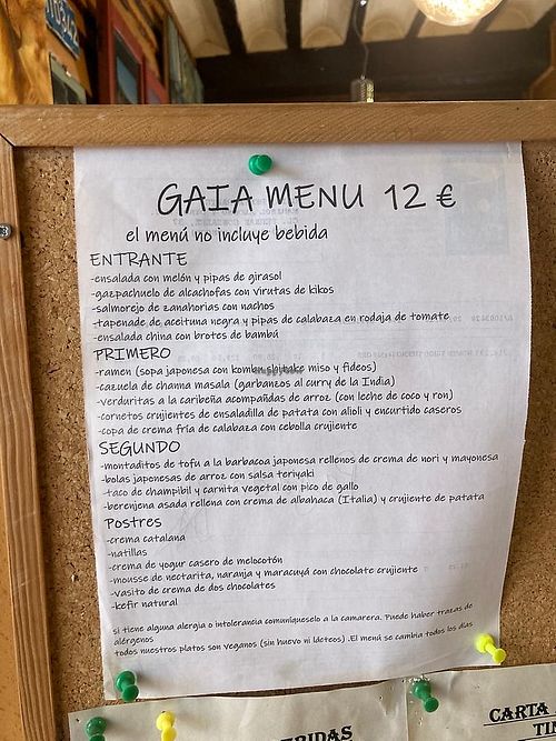 Daily menu  at Gaia in Burgos